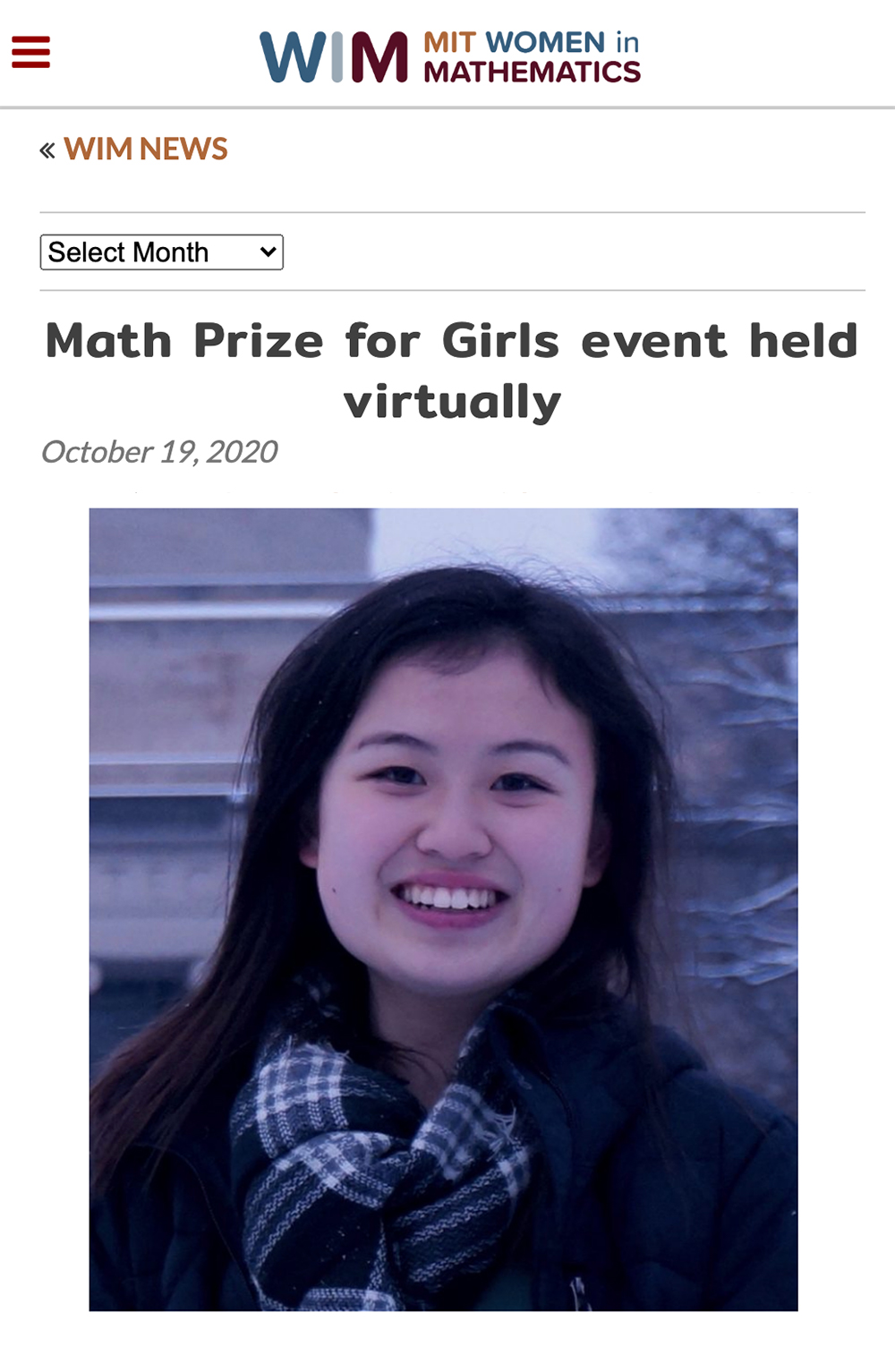 Math Prize for Girls event held virtually